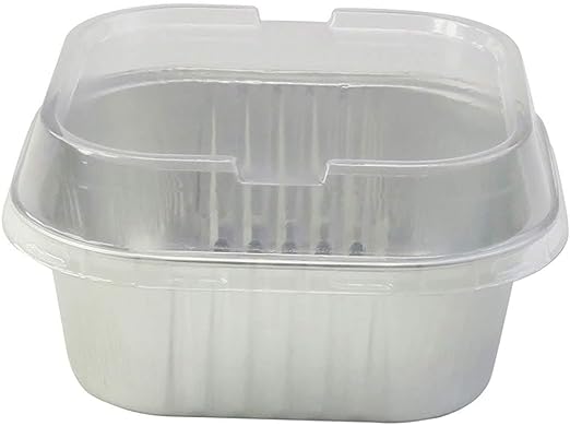 11 oz. Square Foil Dessert Cup with Plastic Lids - #A24P