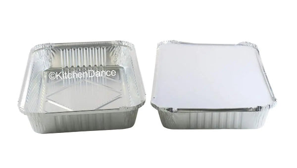 Disposable Colored Aluminum Foil 4½  Lb. Carryout Pan with Board Lid #52180L KitchenDance