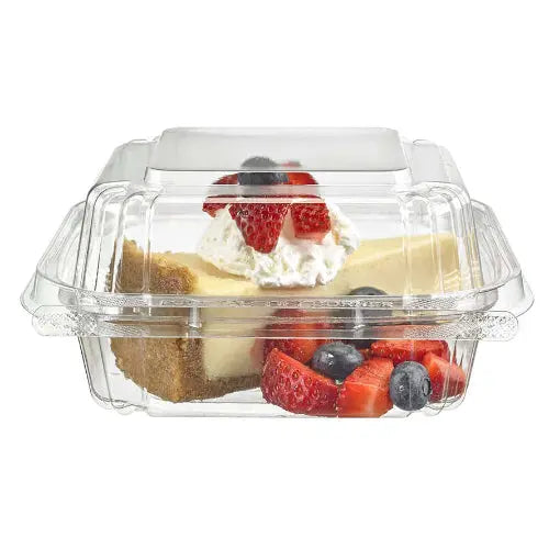 5" x 5" Tamper Evident & Tamper Resistant 25 oz. Deli Clamshell  Container - #TS5X5 - KitchenDance