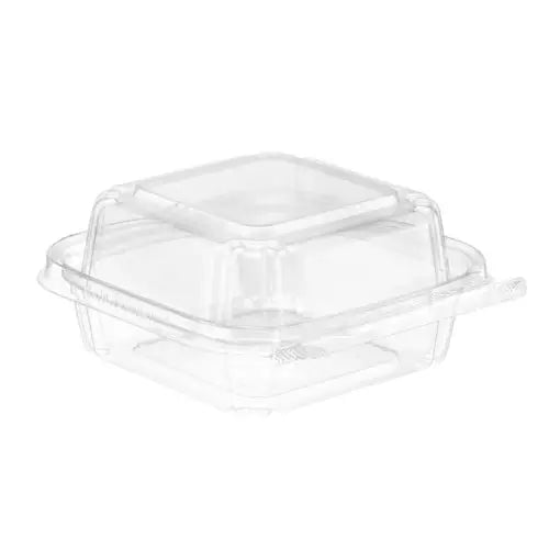 5" x 5" Tamper Evident & Tamper Resistant 25 oz. Deli Clamshell  Container - #TS5X5 - KitchenDance